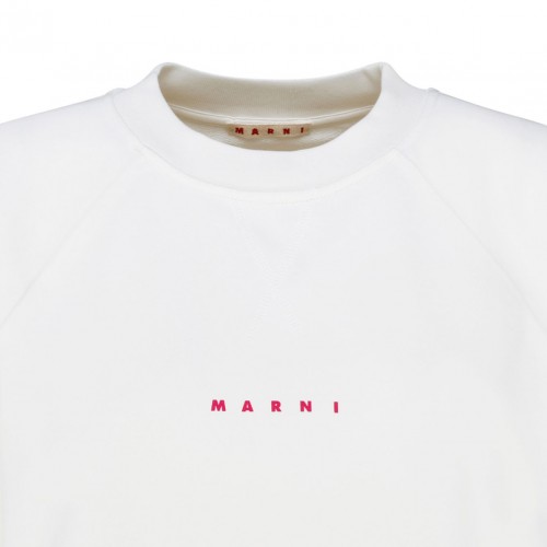 White Cotton Logo Print Sweatshirt
