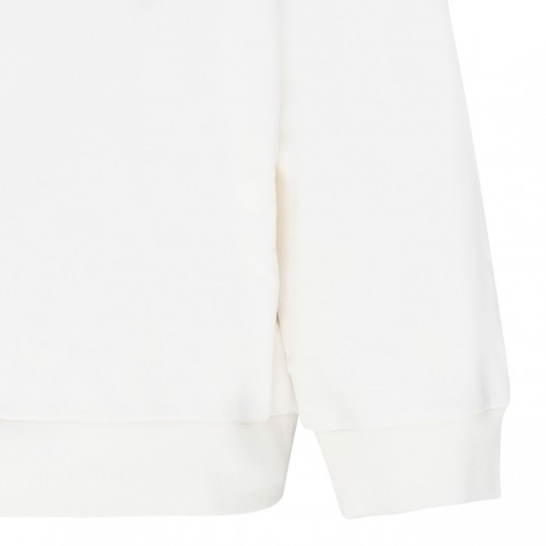 White Cotton Logo Print Sweatshirt