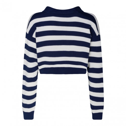 Kenzo Midnight Blue Cotton Nautical Stripes Cropped Cardigan 2