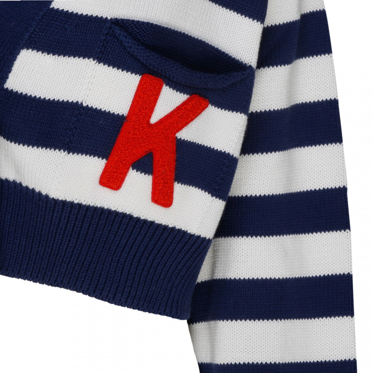 Kenzo Midnight Blue Cotton Nautical Stripes Cropped Cardigan