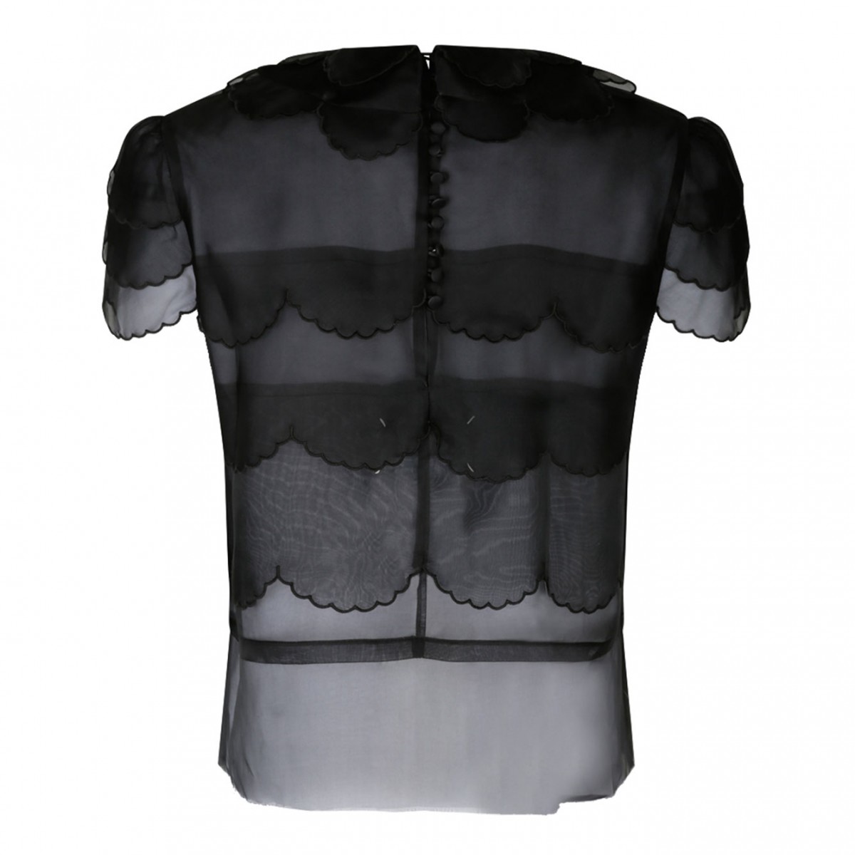 Black Silk Semi Sheer Blouse