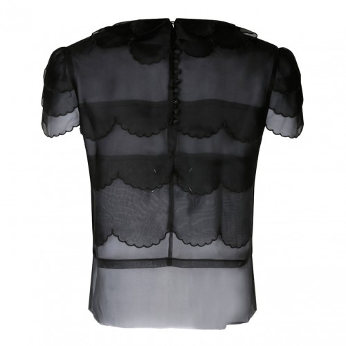 Black Silk Semi Sheer Blouse