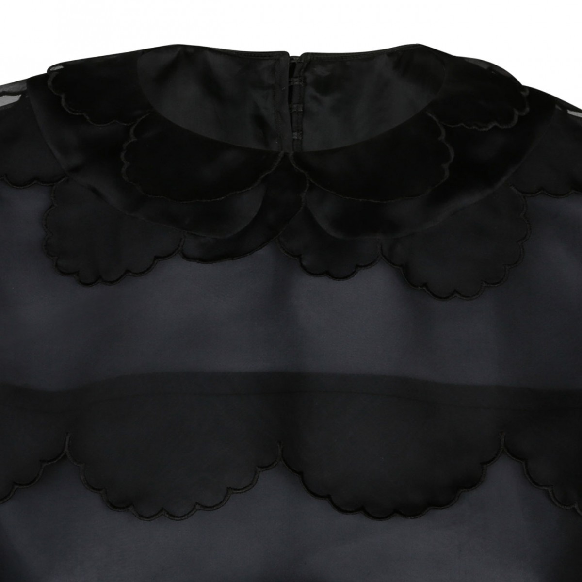 Black Silk Semi Sheer Blouse