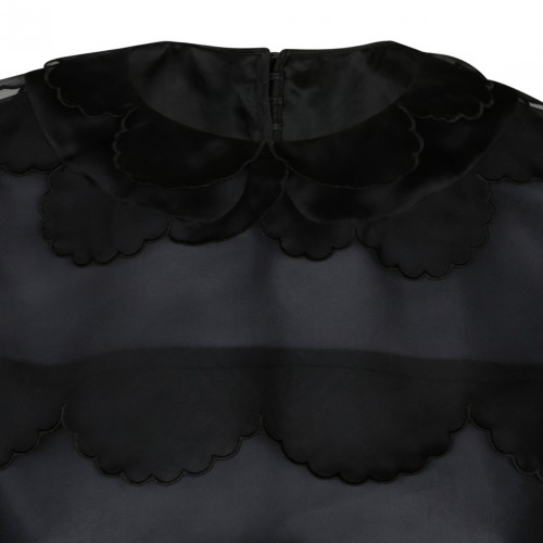 Black Silk Semi Sheer Blouse