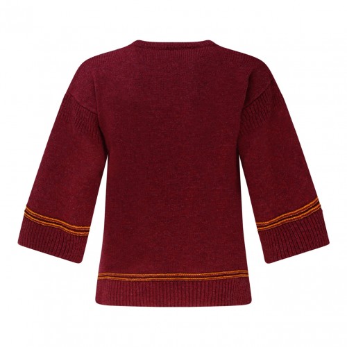 Red Virgin Wool Intarsia Logo Sweater