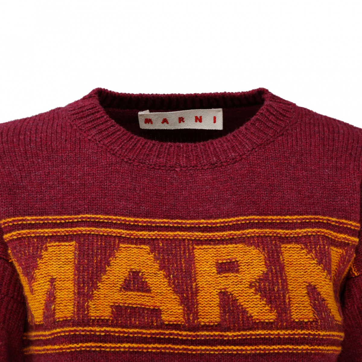 Red Virgin Wool Intarsia Logo Sweater