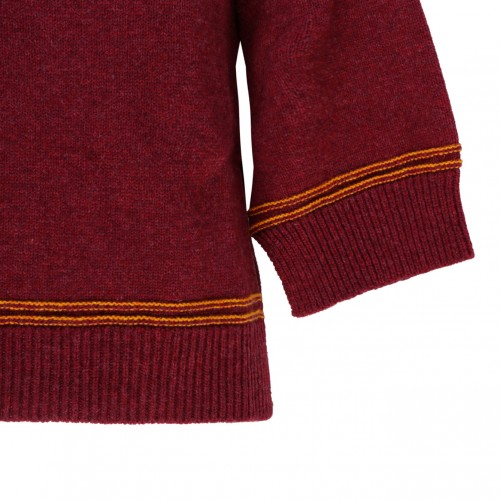 Red Virgin Wool Intarsia Logo Sweater