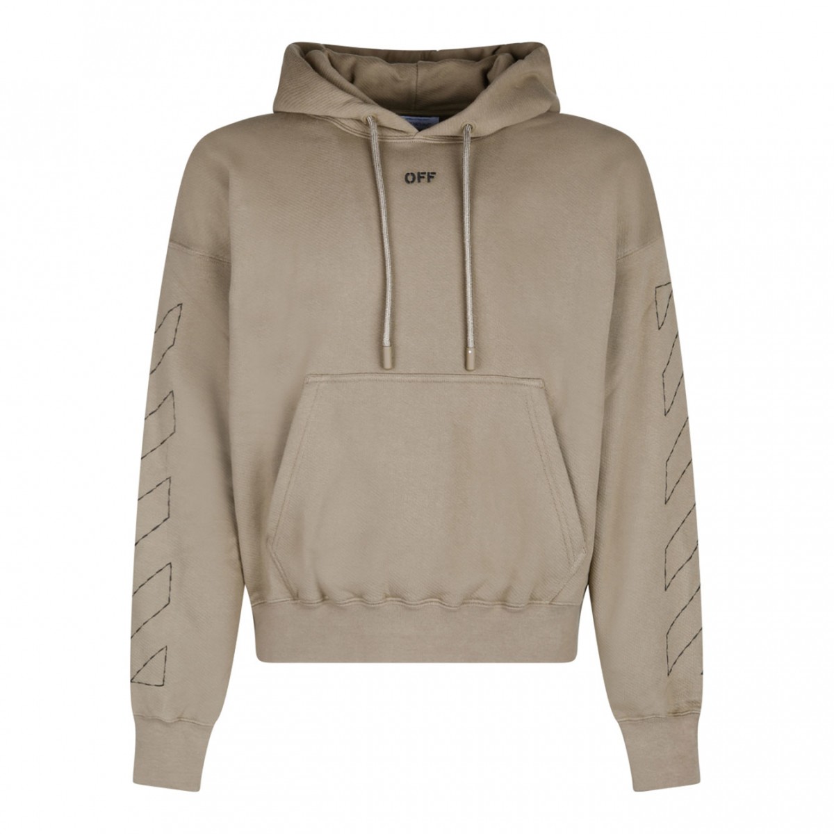 Beige and Black Cotton Stitch Skate Hoodie