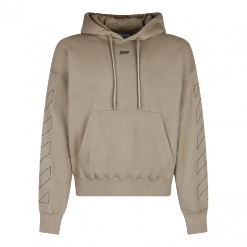 Beige and Black Cotton Stitch Skate Hoodie