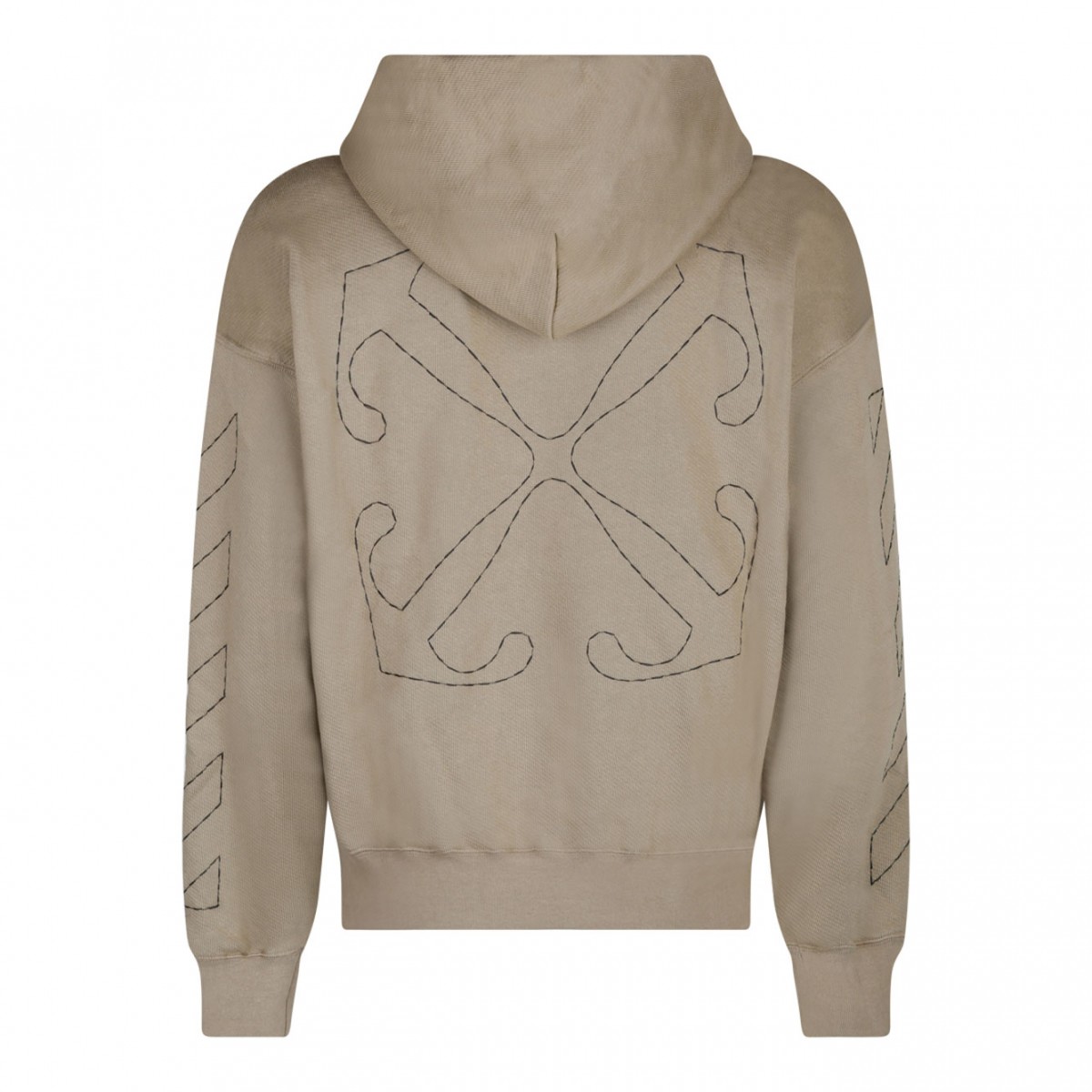 Beige and Black Cotton Stitch Skate Hoodie