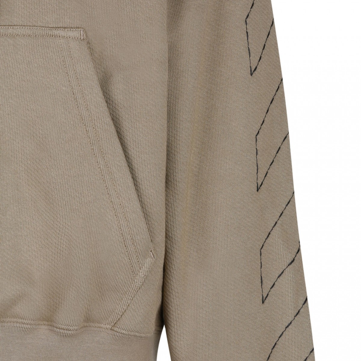 Beige and Black Cotton Stitch Skate Hoodie