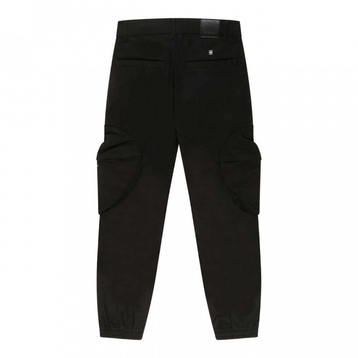 Black Cotton Logo Plaque Gabardine Trousers