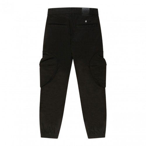 Black Cotton Logo Plaque Gabardine Trousers