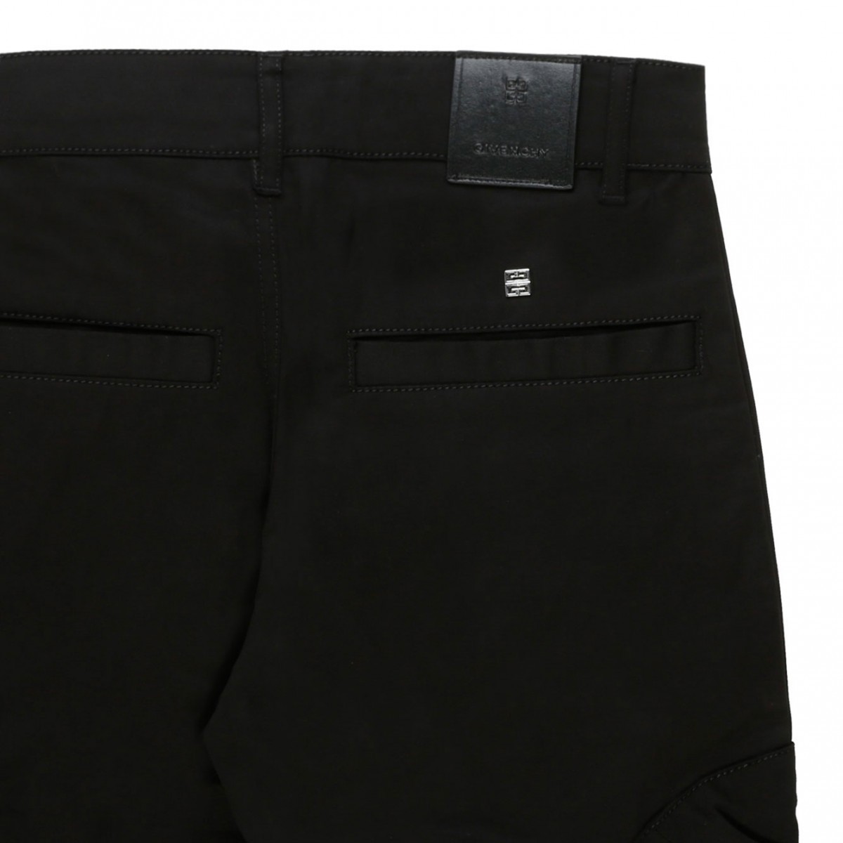 Black Cotton Logo Plaque Gabardine Trousers