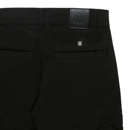 Black Cotton Logo Plaque Gabardine Trousers