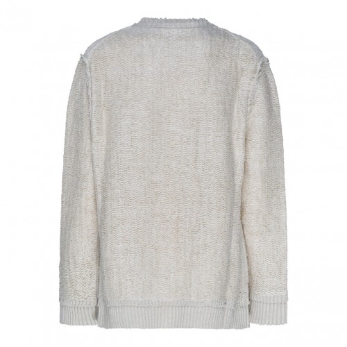 Beige Raw Weave Knit Sweatshirt 2