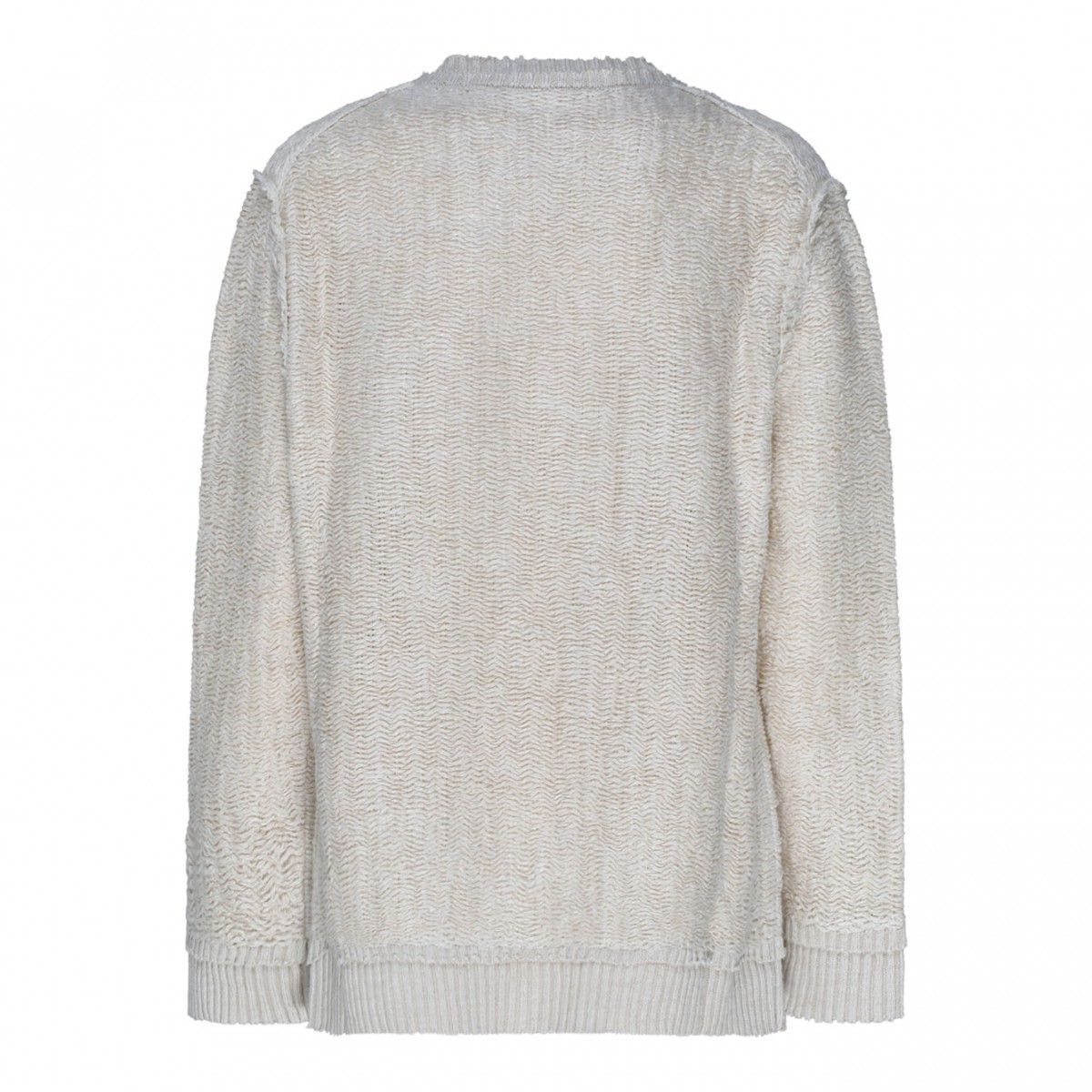 Beige Raw Weave Knit Sweatshirt