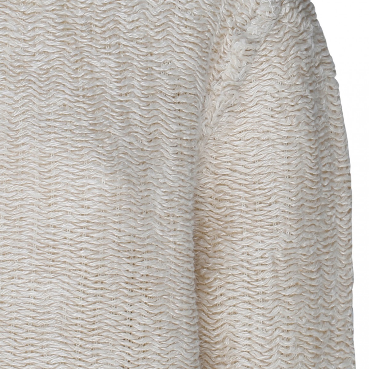 Beige Raw Weave Knit Sweatshirt