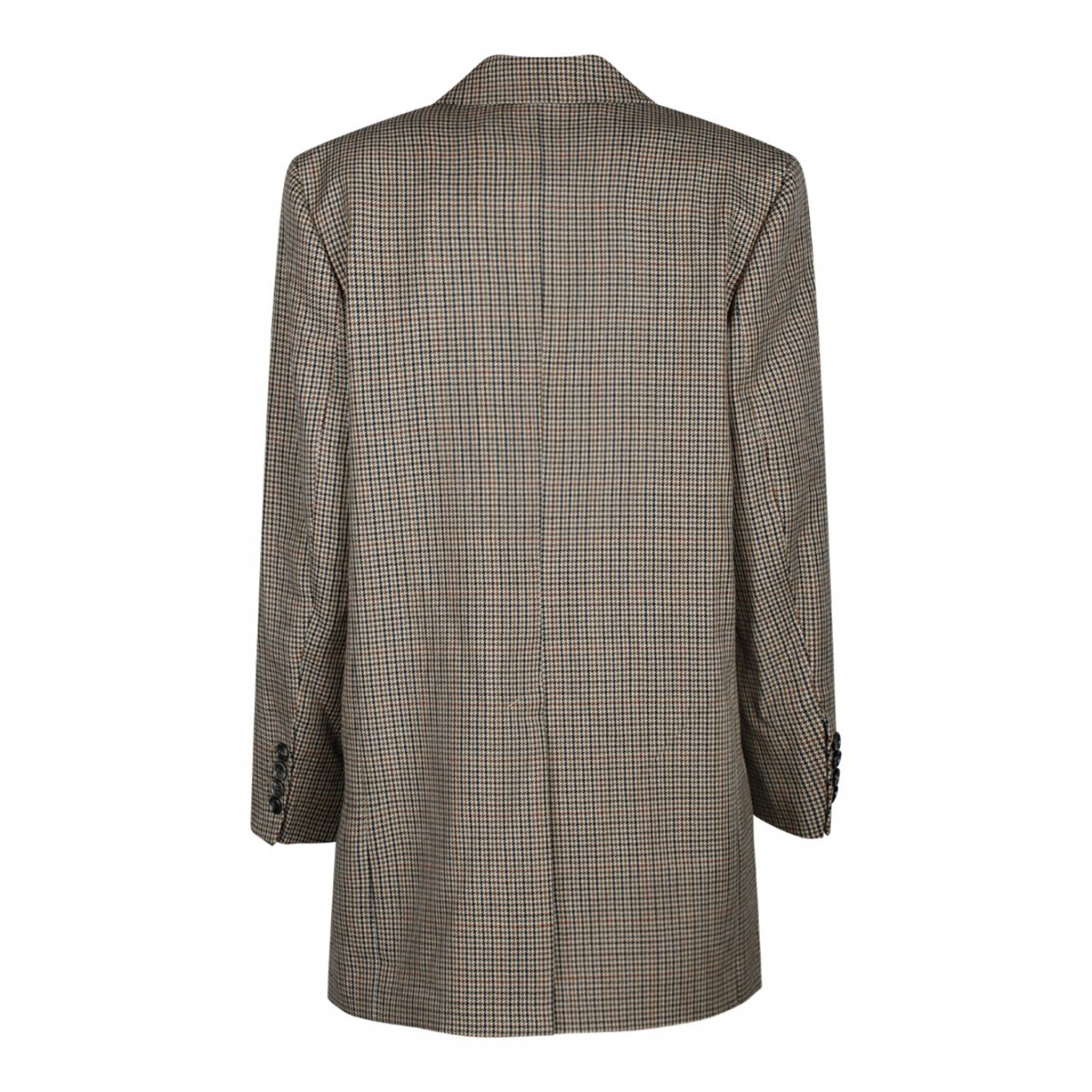 Beige Check Print Blazer