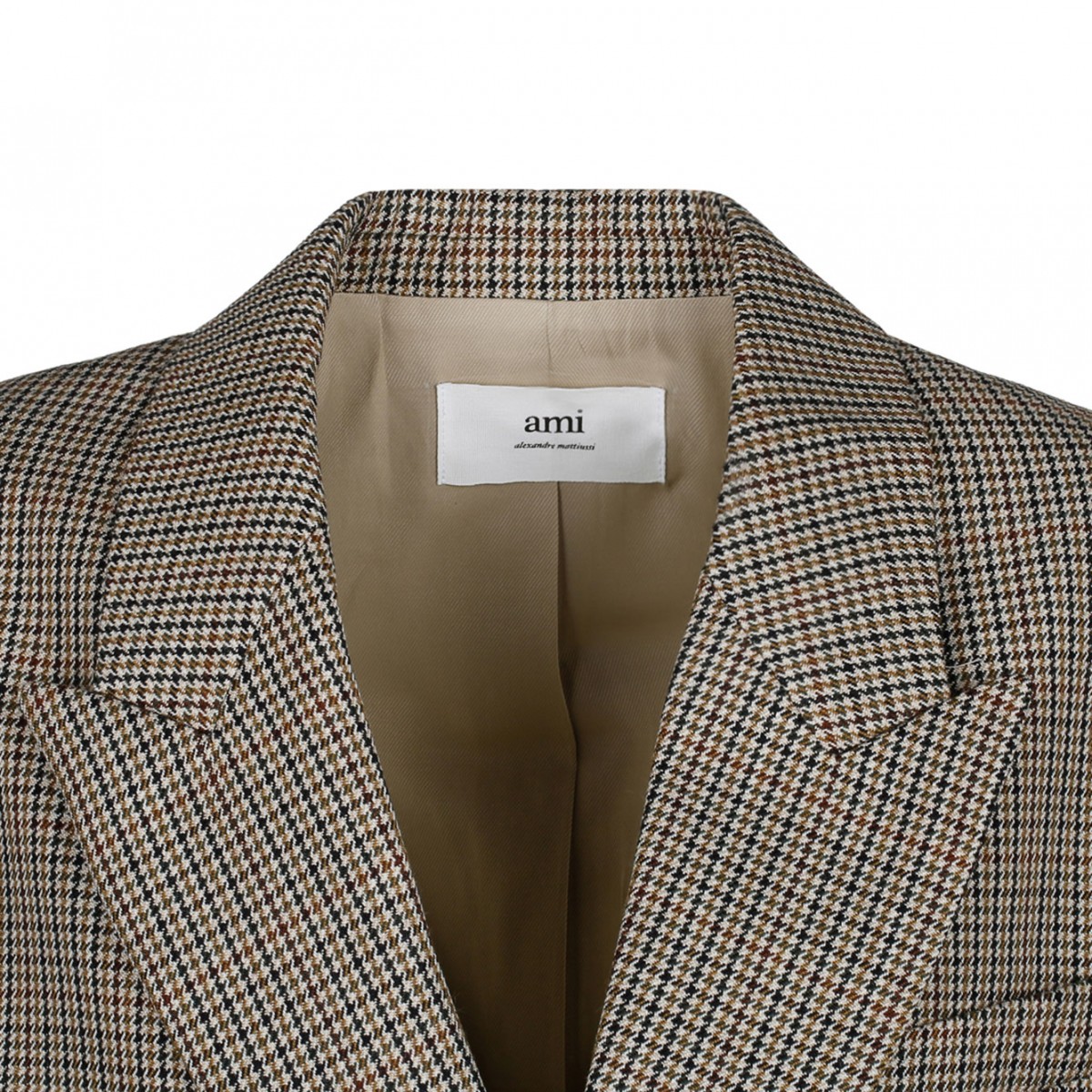 Beige Check Print Blazer