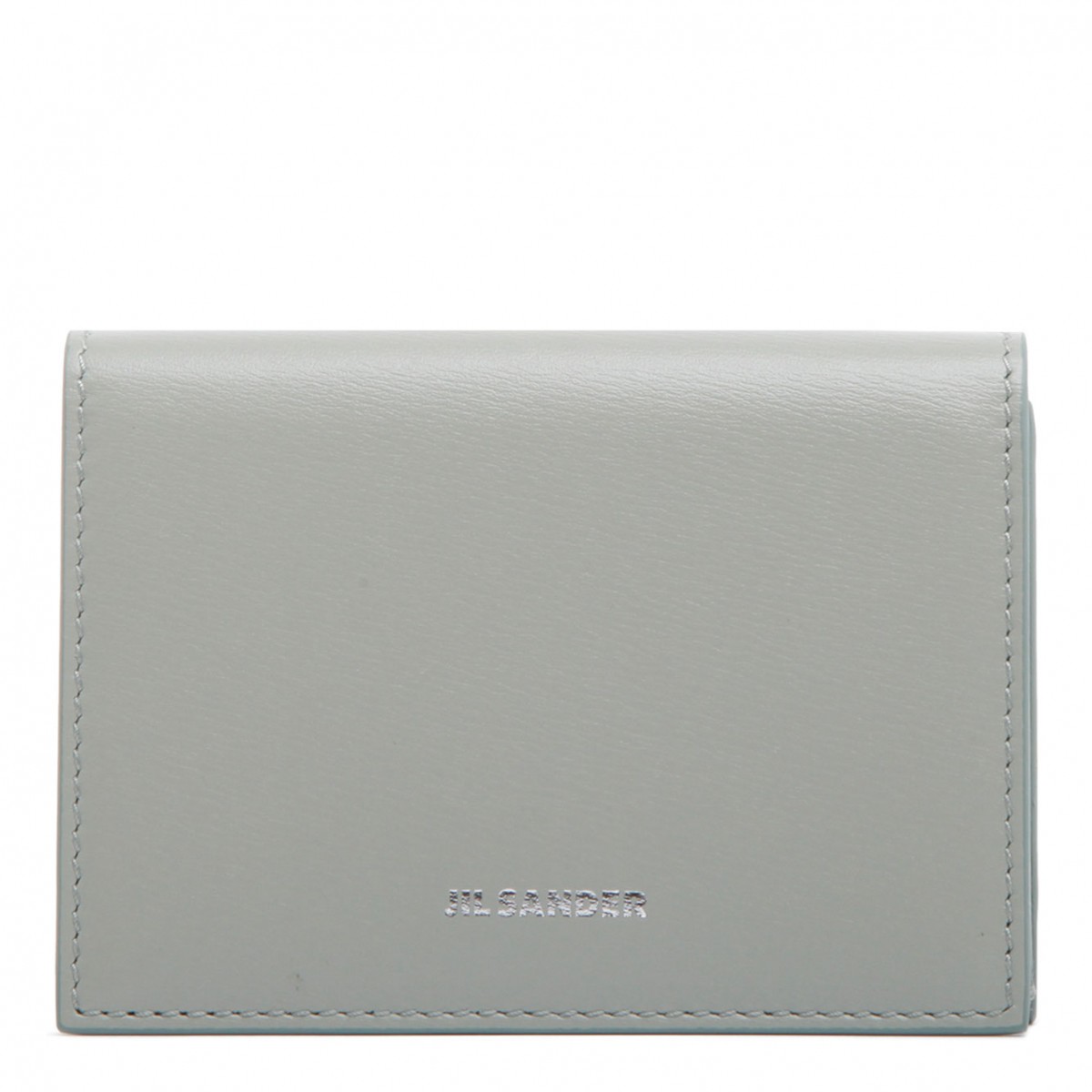 Jil Sander Sea Foam Calf Leather Logo Lettering Purse. 