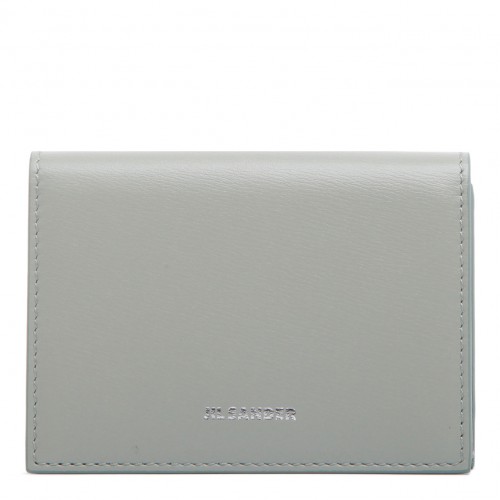 Jil Sander Sea Foam Calf Leather Logo Lettering Purse. 