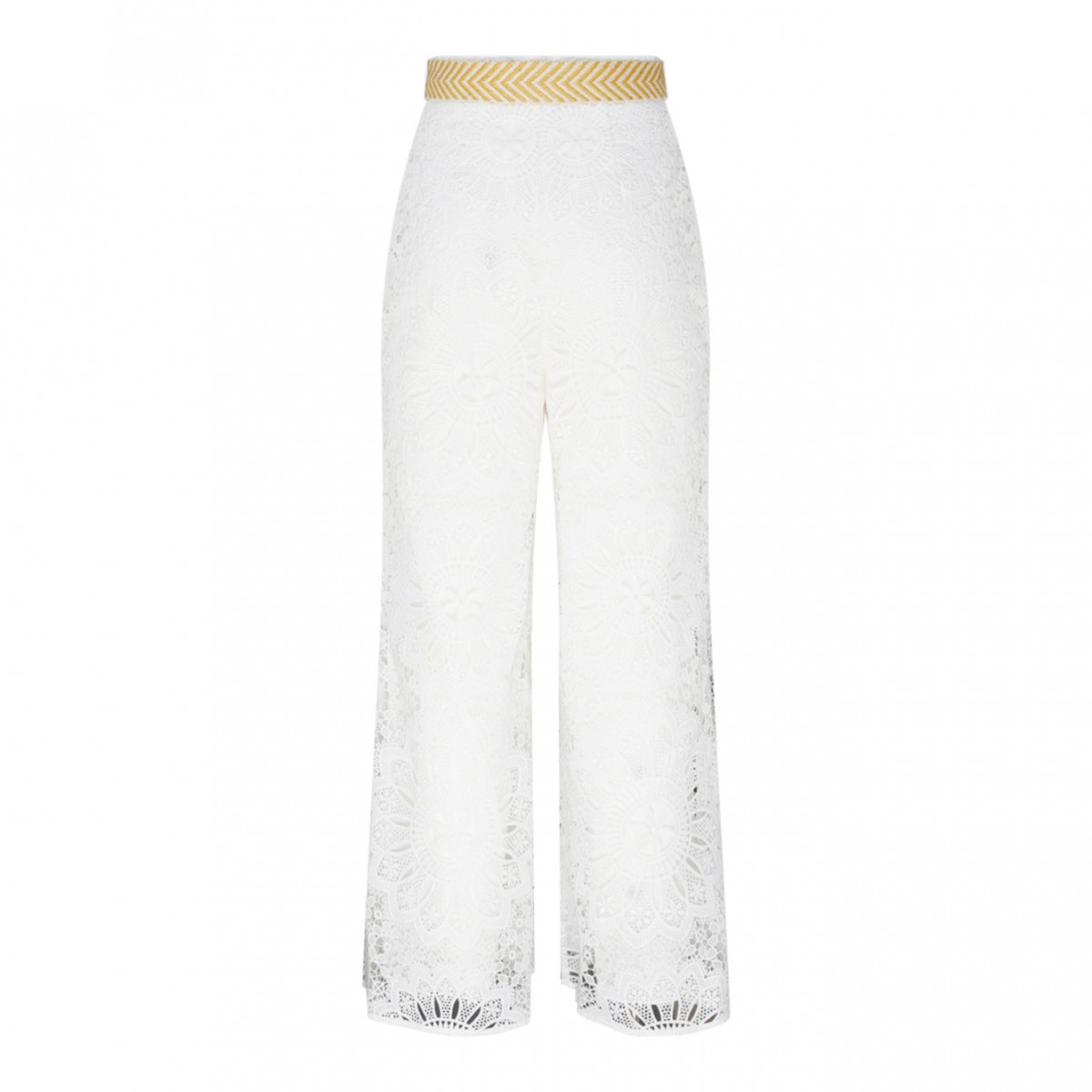Ivory White Cotton Chintz Dolly Lace Trousers