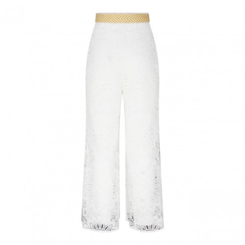 Ivory White Cotton Chintz Dolly Lace Trousers