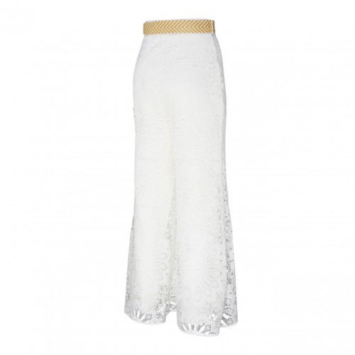 Ivory White Cotton Chintz Dolly Lace Trousers