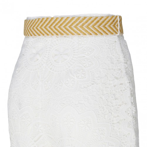 Ivory White Cotton Chintz Dolly Lace Trousers