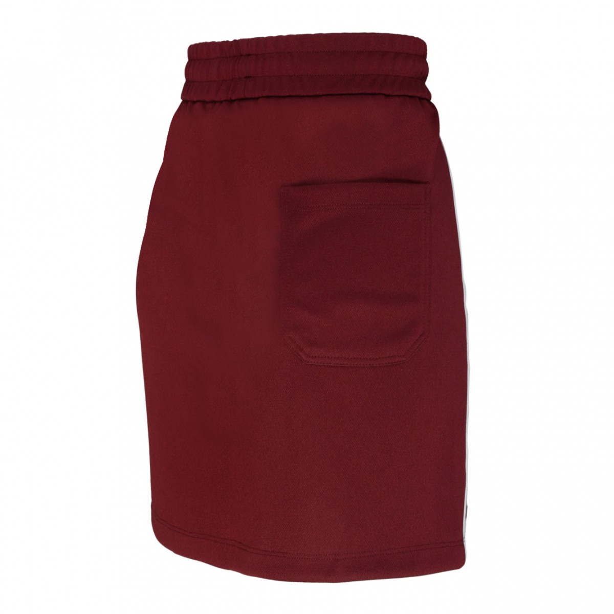 Wine Red and White Cotton Rock Star Side Stripe Skirt