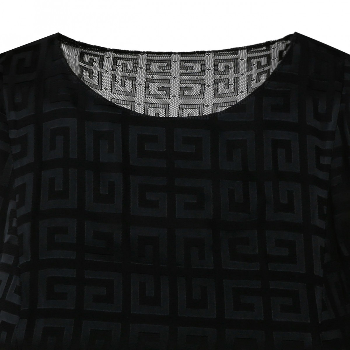 Givenchy Black 4G Jacquard with Tulle and Drape Dress