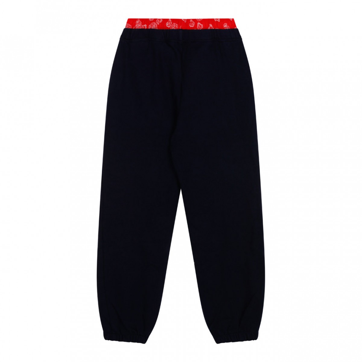 Navy Blue and Red Cotton Track Pants
