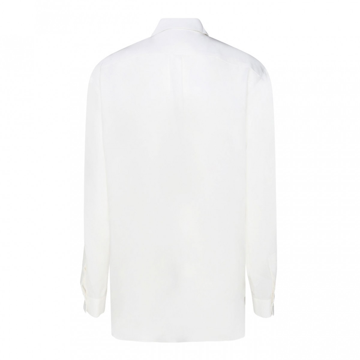 White Silk Rhinestones Detail Shirt