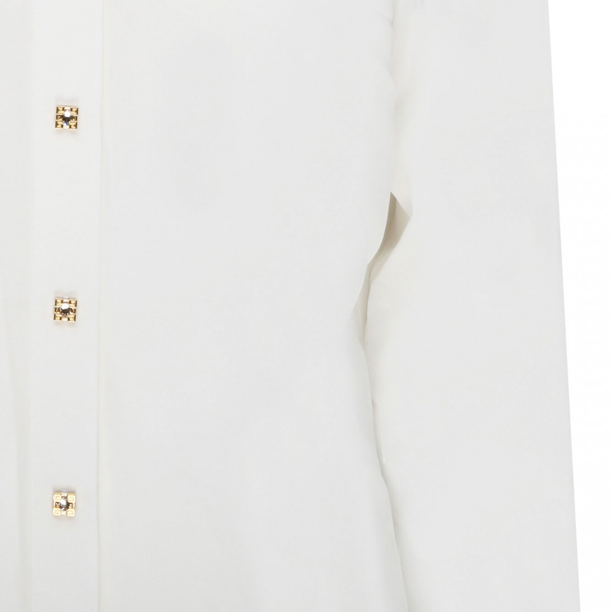 White Silk Rhinestones Detail Shirt