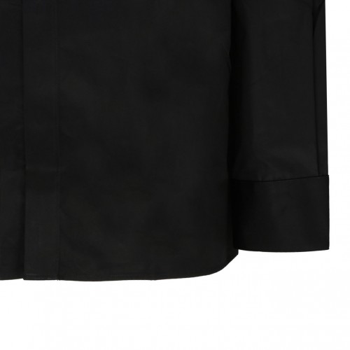 Black Cotton Collar Detail Shirt