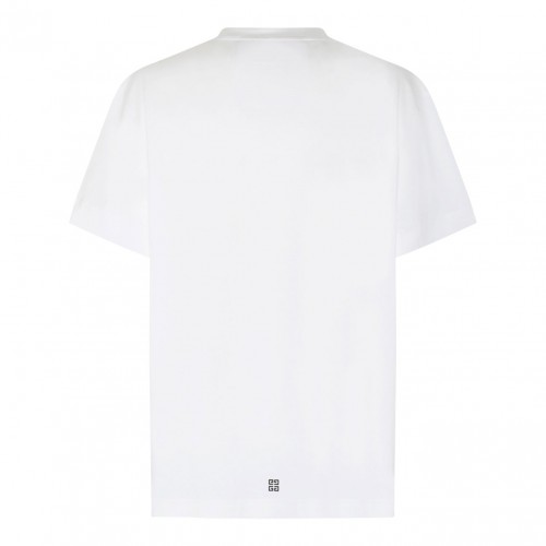White Cotton Rhinestones Logo Print T-Shirt 2