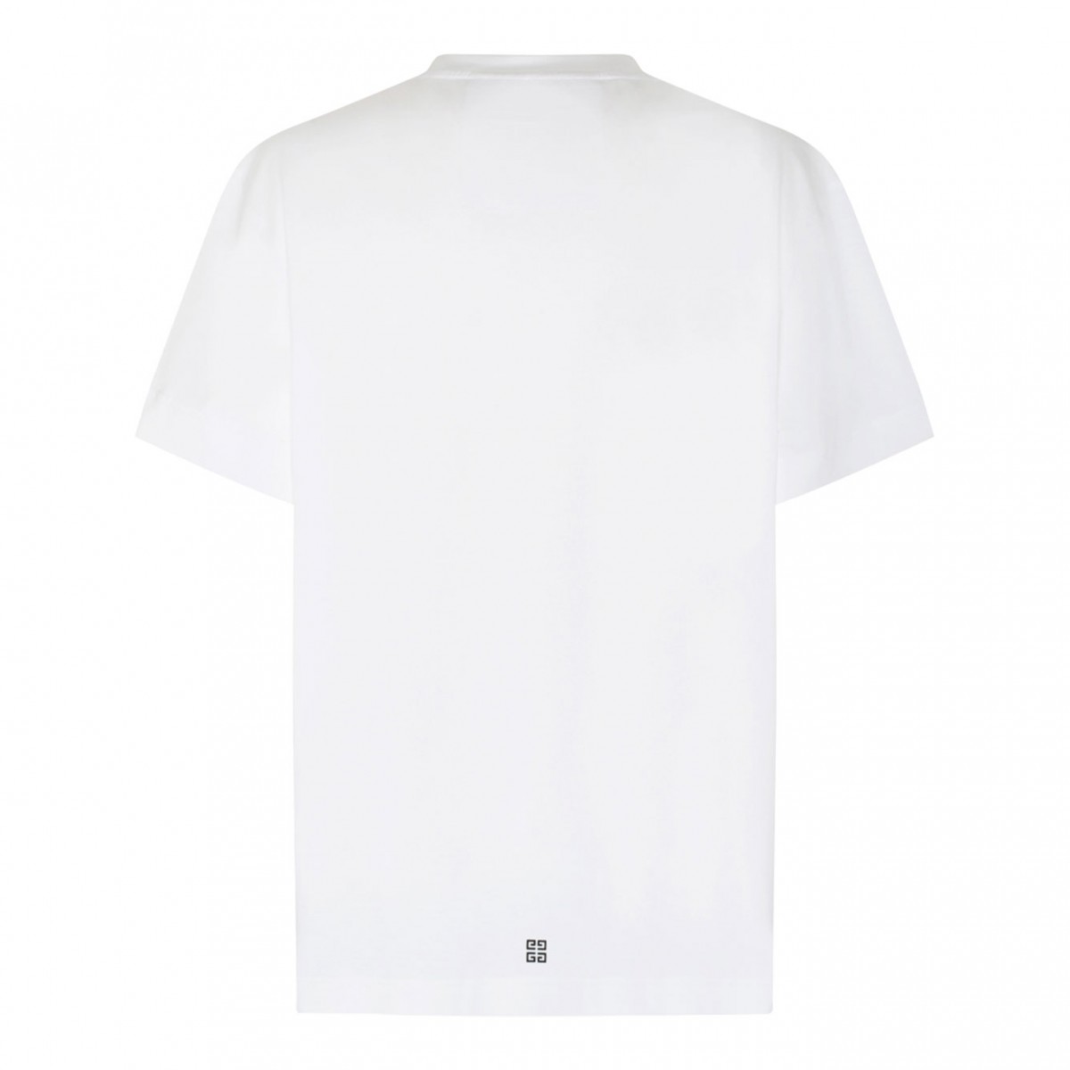 White Cotton Rhinestones Logo Print T-Shirt