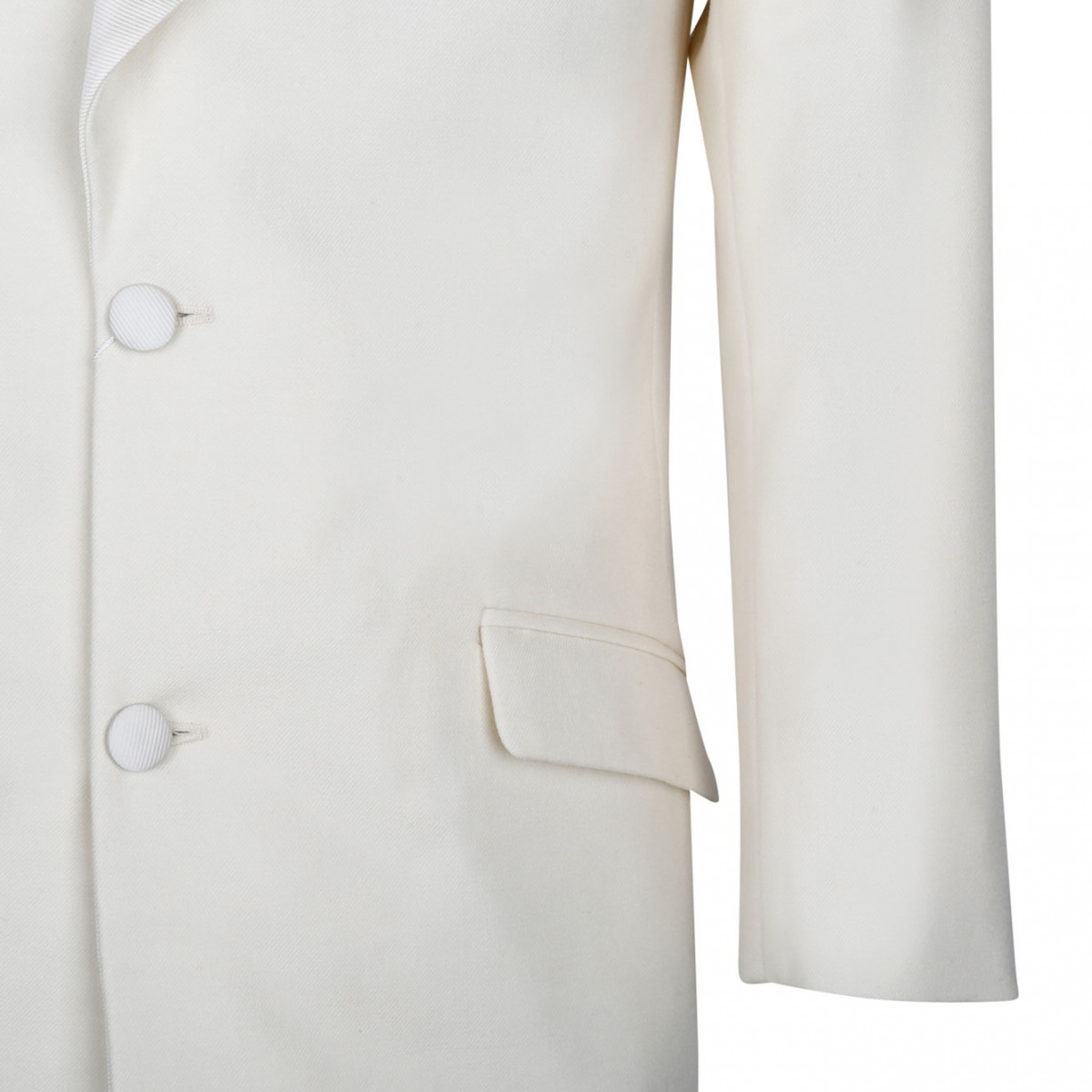 Cream White Wool-Silk Blazer