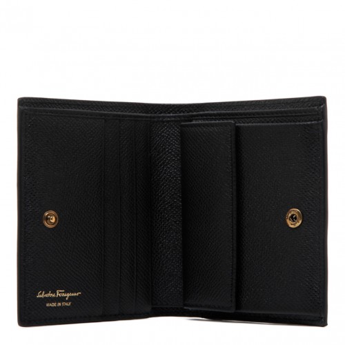 Black Leather Gancini Folding Wallet 2