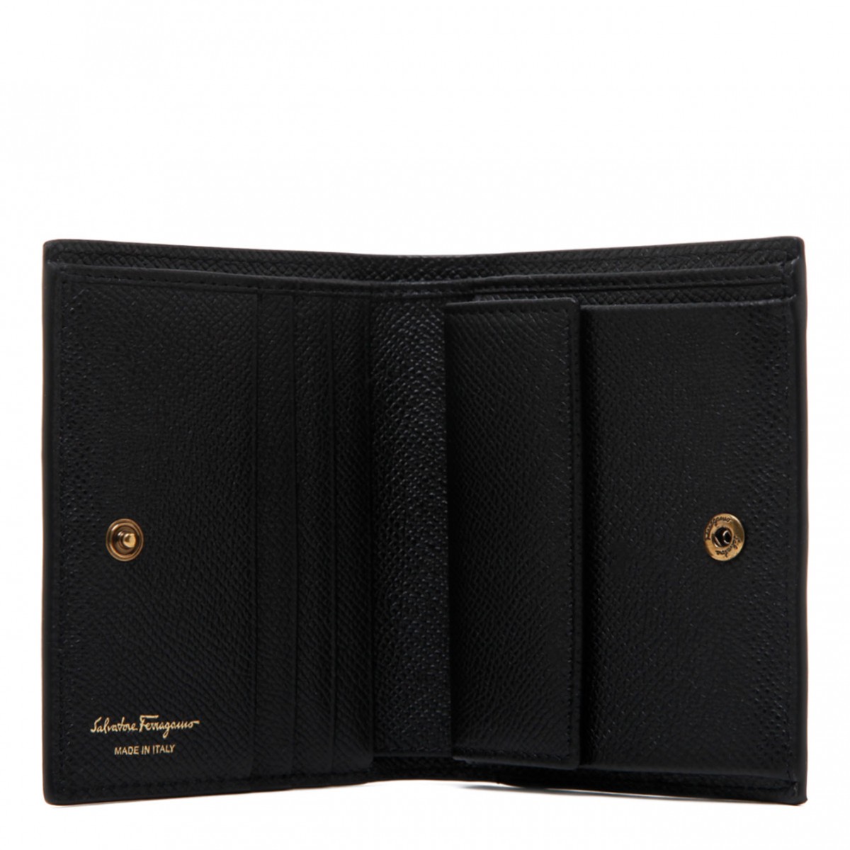 Black Leather Gancini Folding Wallet
