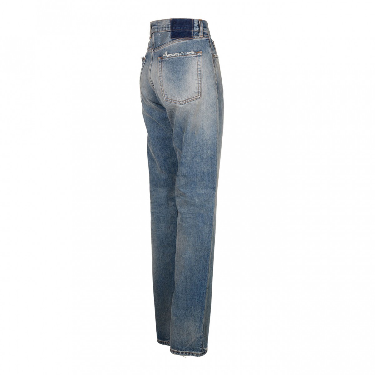 Light Blue Cotton Straight Leg Jeans