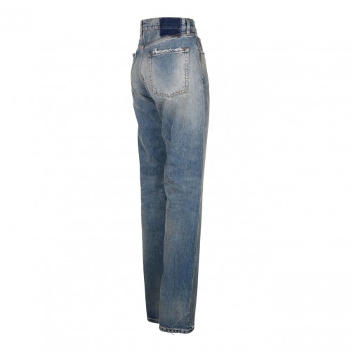 Light Blue Cotton Straight Leg Jeans