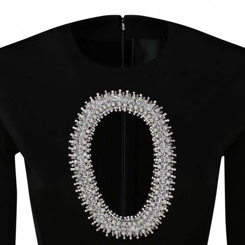 Black Pearl and Crystal Knitted Long Dress