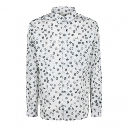 Maison Kitsun Grey and Blue Relaxed Shirt