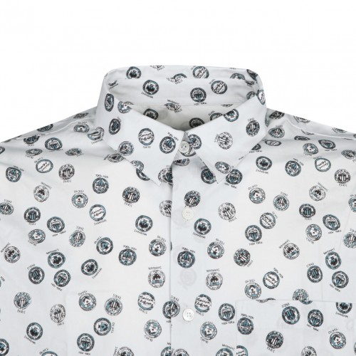 Maison Kitsun Grey and Blue Relaxed Shirt