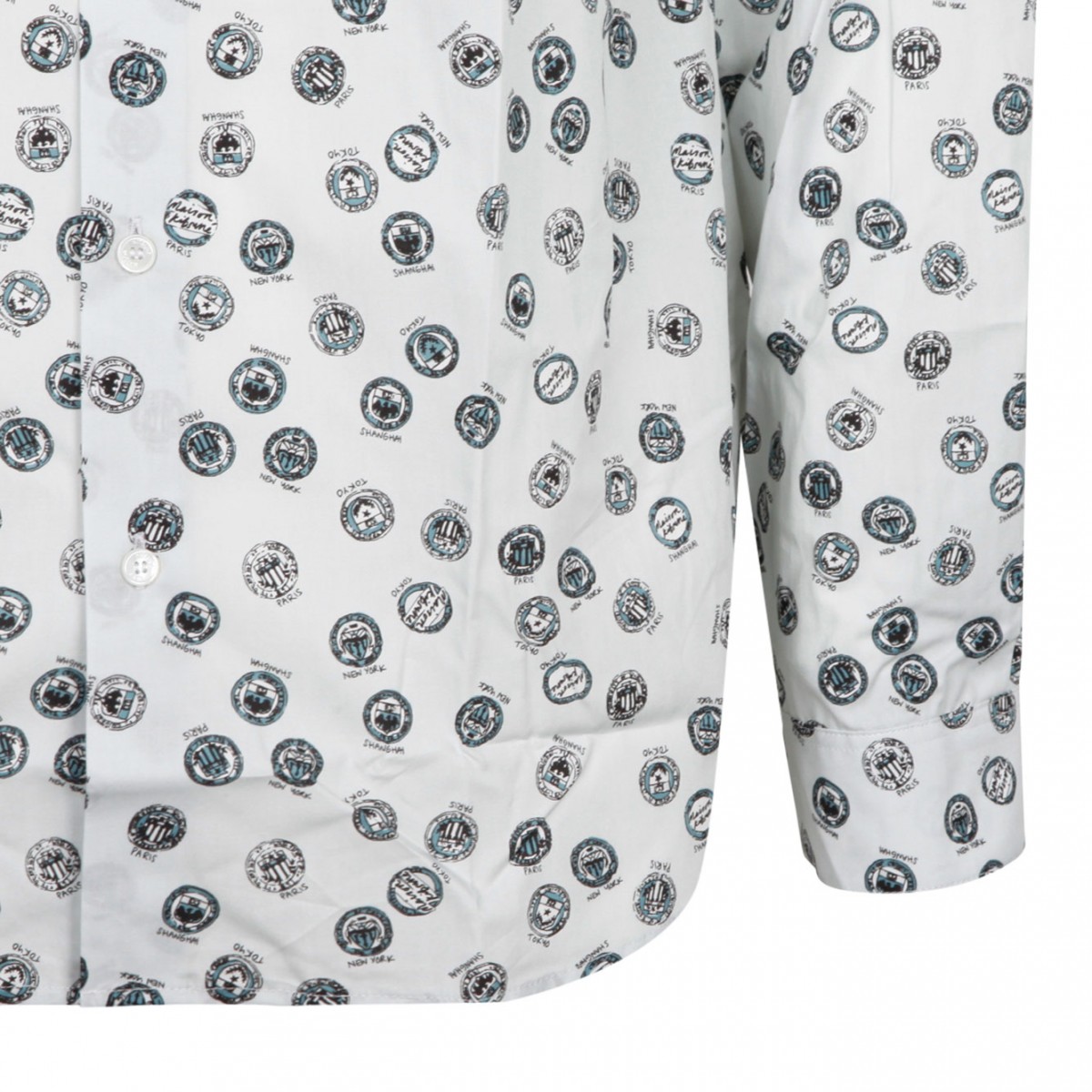 Maison Kitsun Grey and Blue Relaxed Shirt