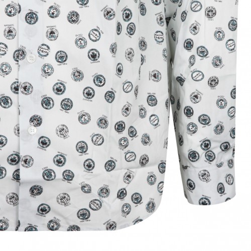 Maison Kitsun Grey and Blue Relaxed Shirt