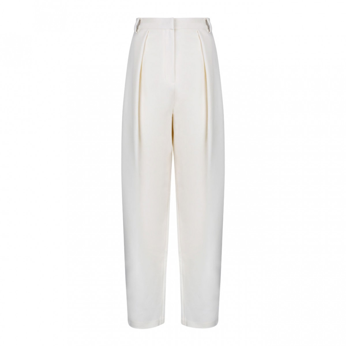 Tapered Wool Cream Trousers