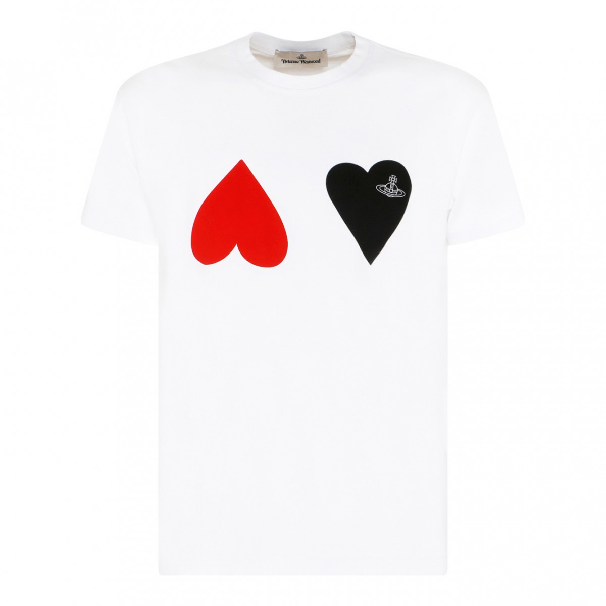 White Cotton Heart Print T-Shirt